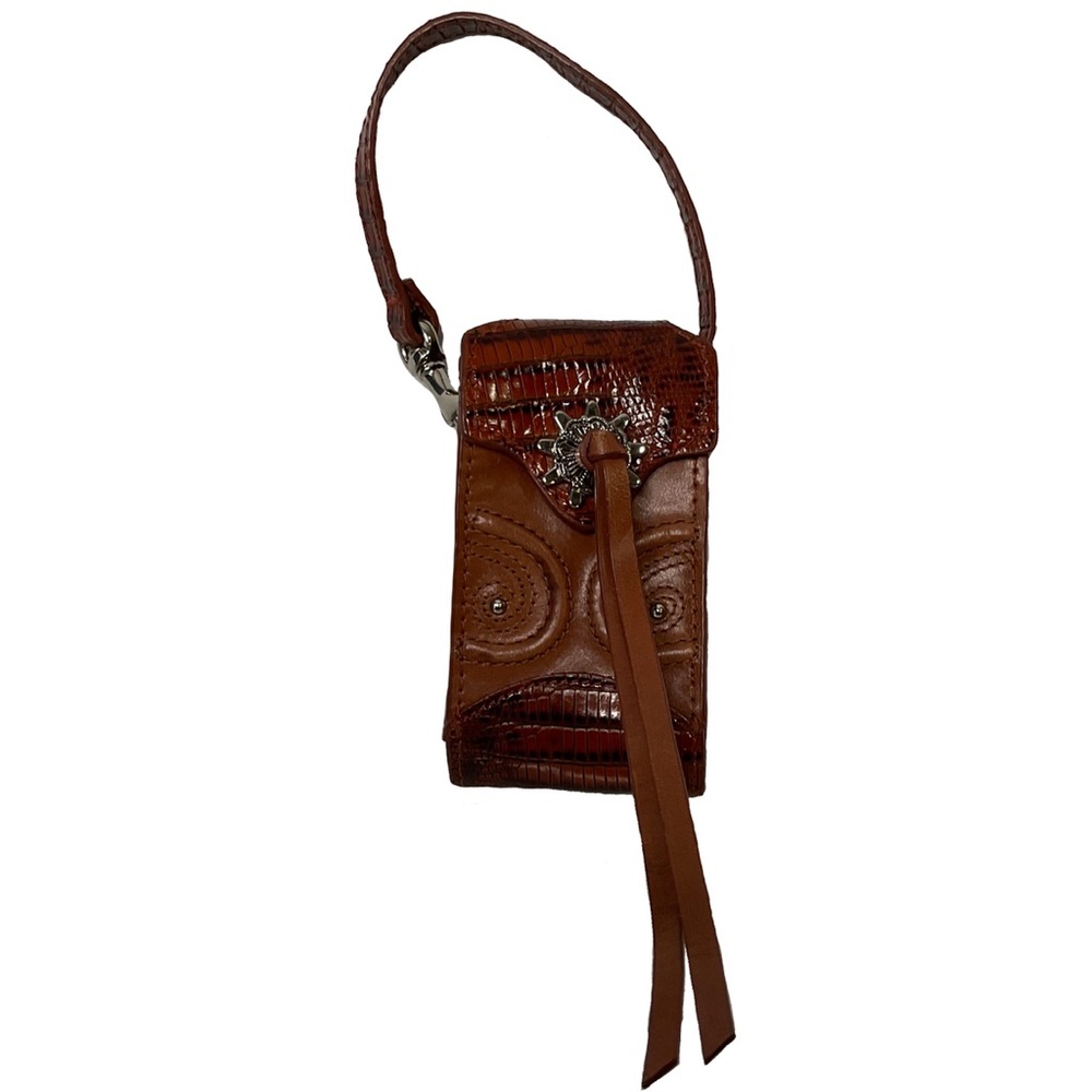 Ariat Brown Leather 4.5”Lx3”W Snap Close Case w/Silver Hardware, Tassel & Strap